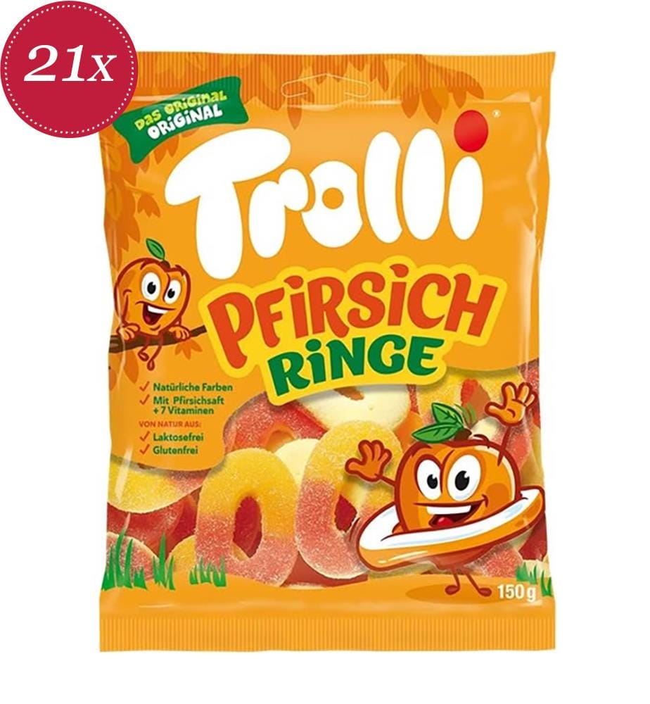 Confezione da 21 Trolli Pfirsichringe Beutel - 150g