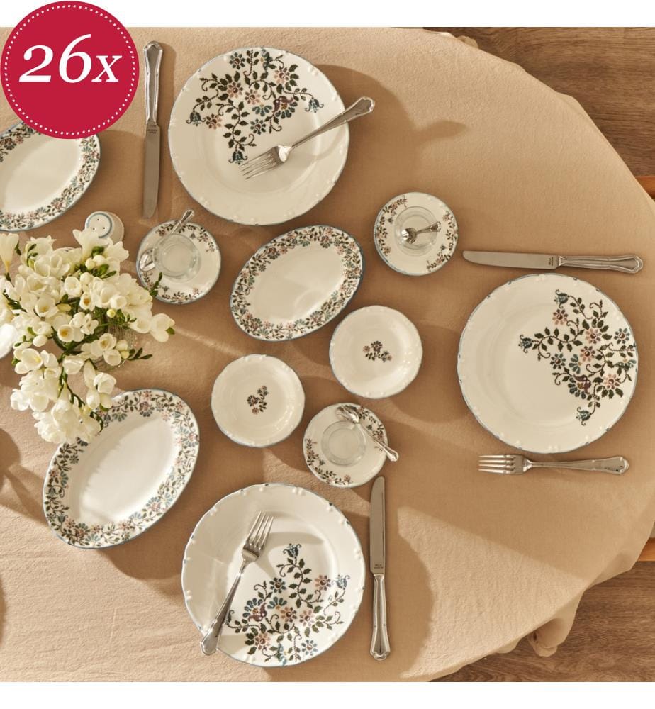 Set de déjeuner vintage 26 pièces - Bleu