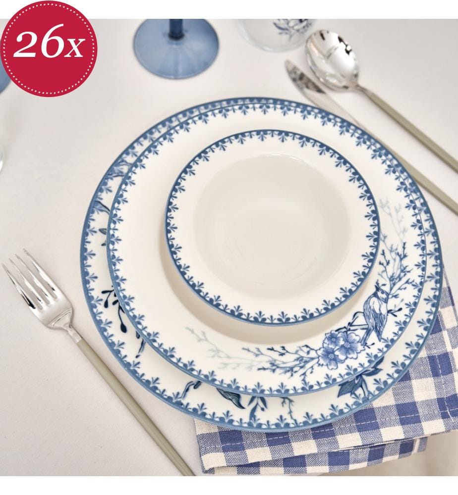 Bleu Blanc Set petit-déjeuner 26 pièces - Bleu