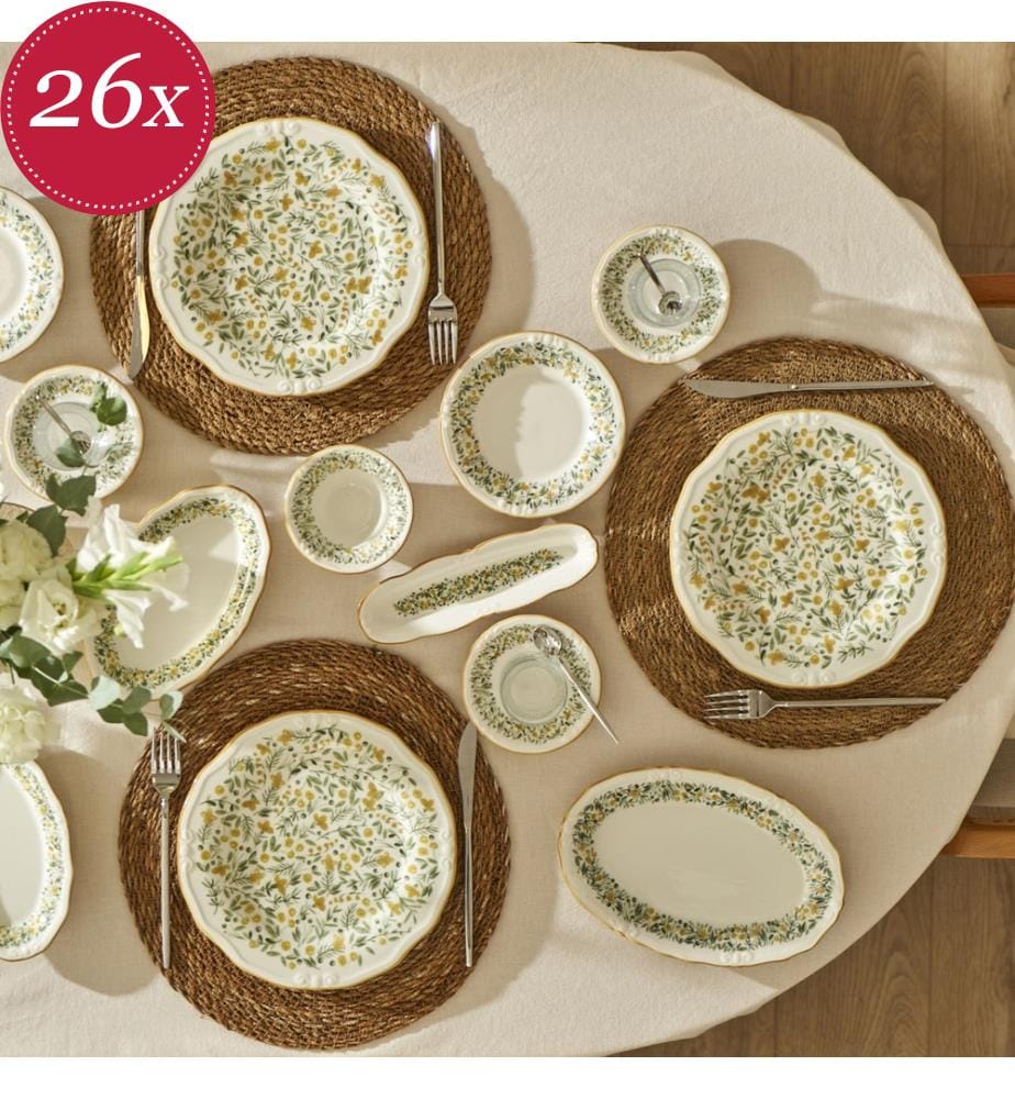 Ensemble de petit déjeuner 26 pièces Loren - Jaune
