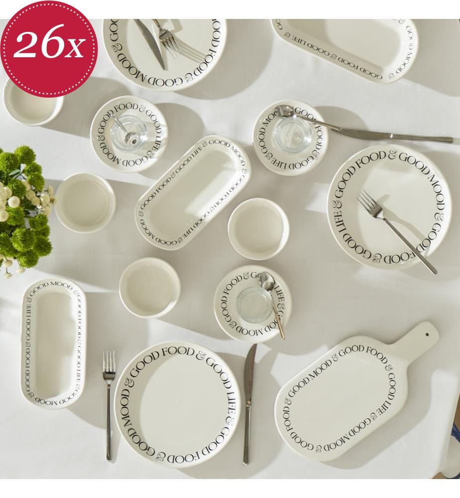 Set petit-déjeuner Motto 26 pièces - Blanc