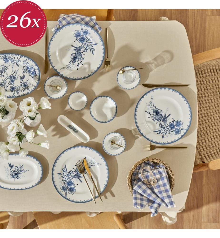 Bleu Blanc 26 Piece Breakfast Set - Blue