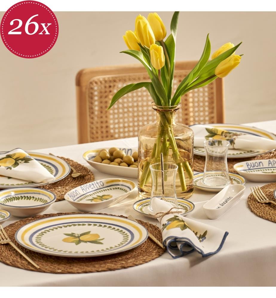 Lemoncello Frühstücksset 26-teilig - Mehrfarbig