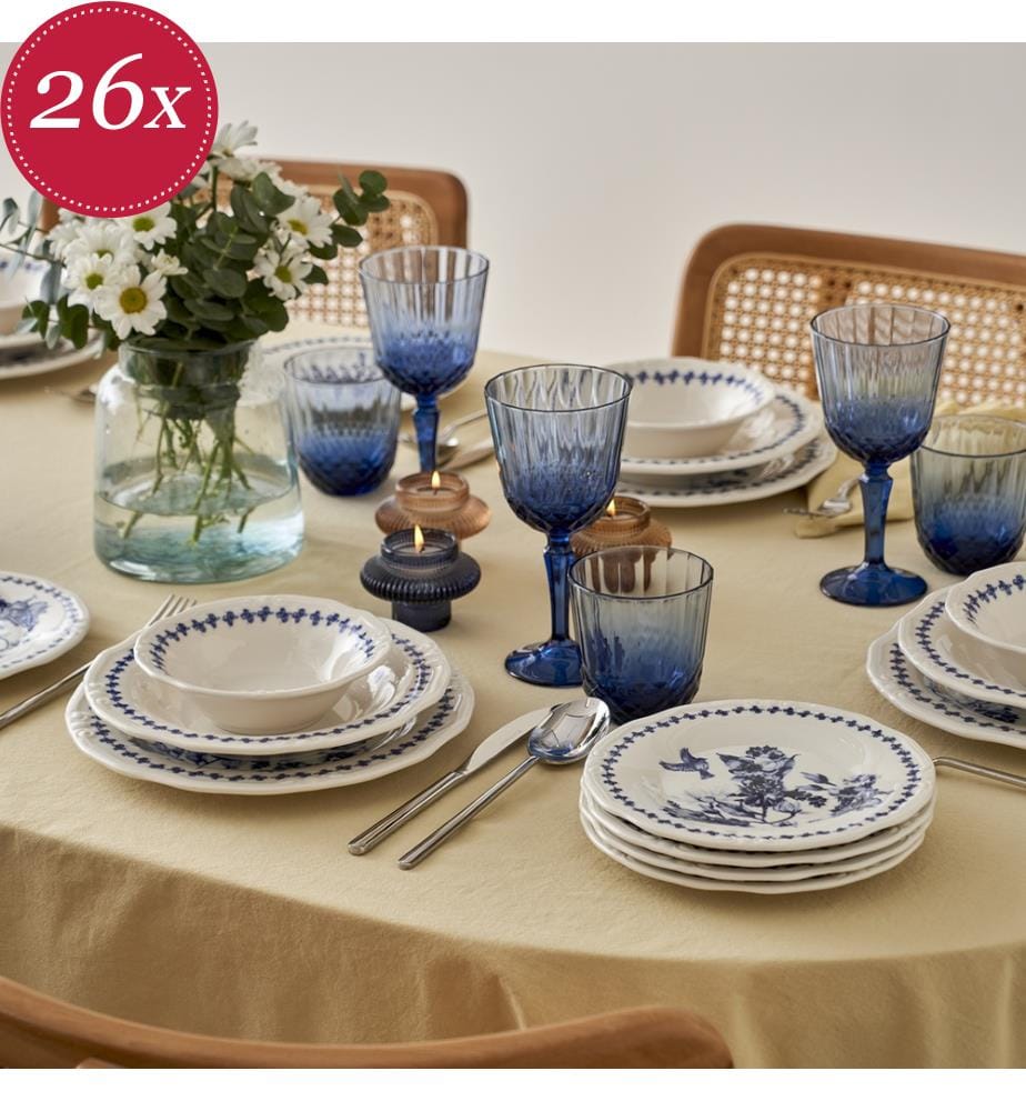Vanessa Set petit-déjeuner 26 pièces - Bleu