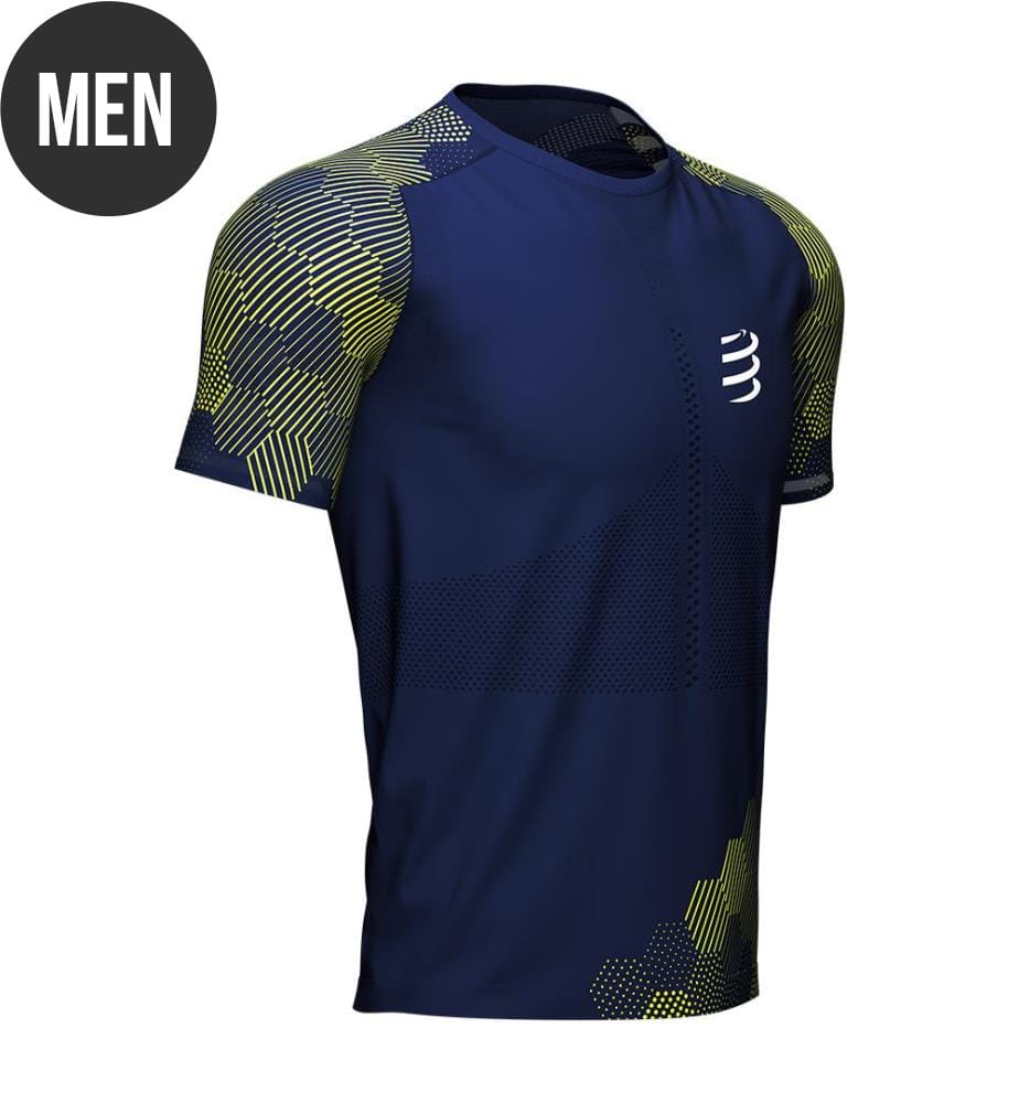 Running T-Shirt Tradewind - Marinblau und Gelb