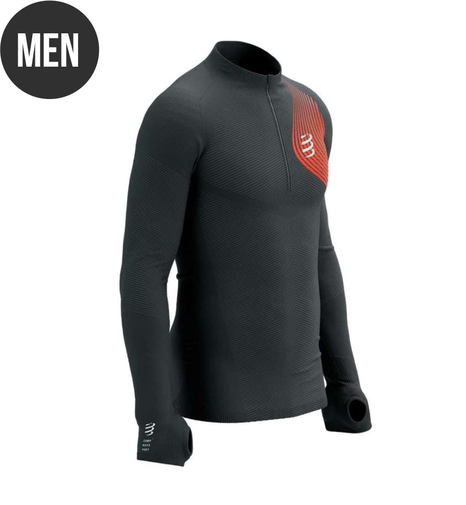 T-Shirt Manches Longues Winter Trail Postural - Noir et Rouge - 