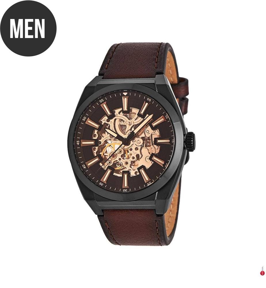 Orologio da Polso Automatico Everett - Nero e Marrone