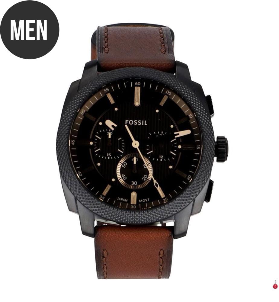 Chronograph Watch with Leather Strap - Brown