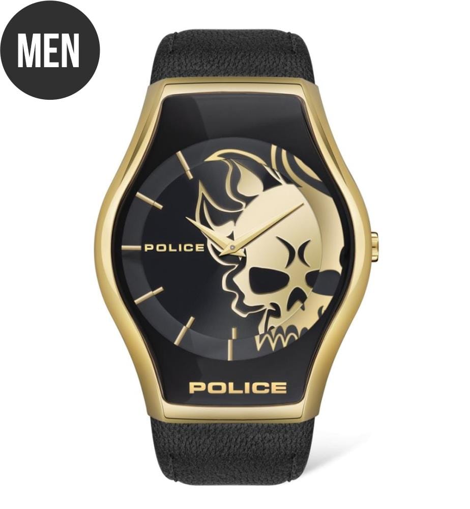 Montre Vintage CJ Jalga Pour Femme - Boîtier Doré, Cadran Noir, Cuir, Quartz - Années 90