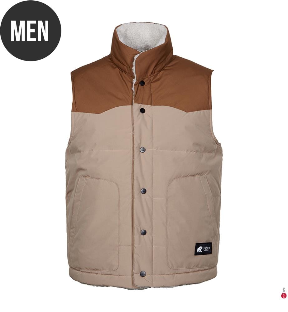 Ärmellose Fleece Reversible Daunenjacke - Beige und Weiss