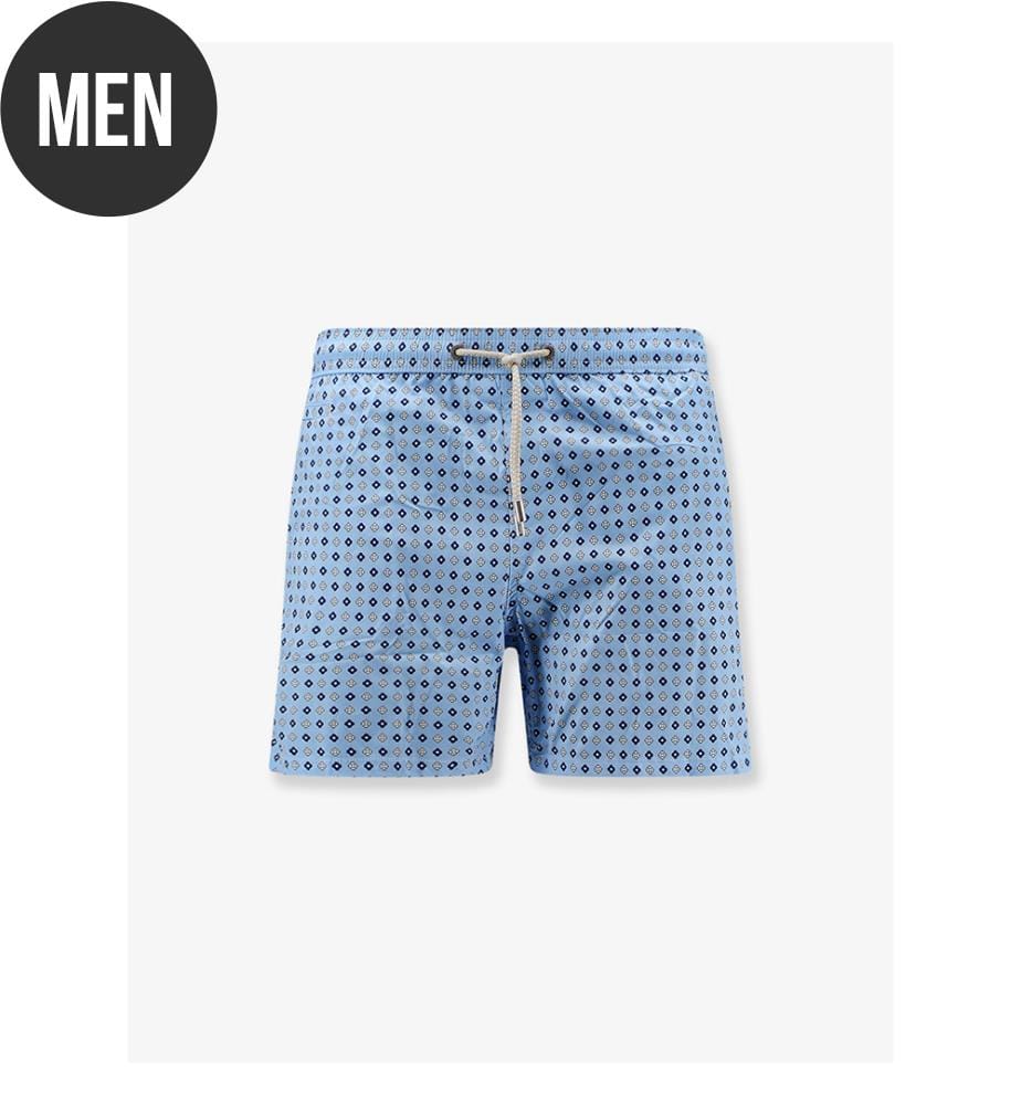 Pantaloncini da bagno in nylon con microfantasia all-over - Blu