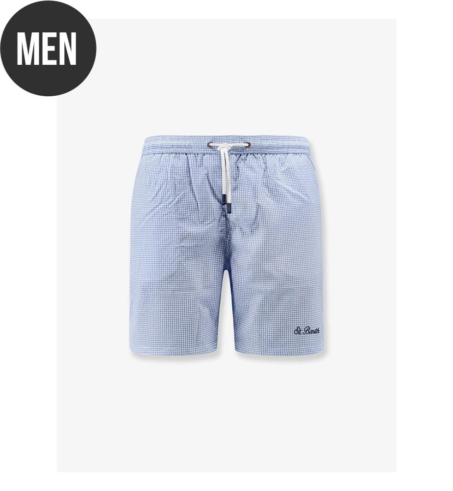 Boxer da bagno in misto nylon con micro fantasia - Blu