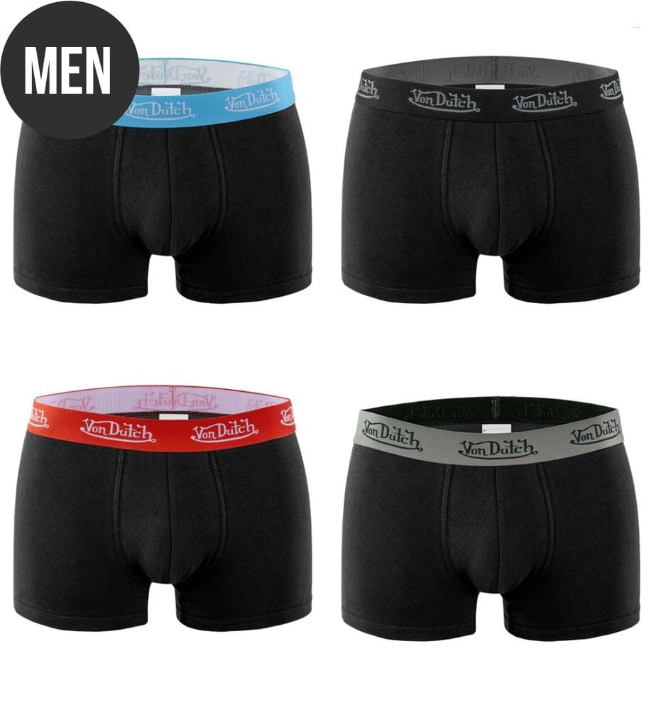 Set di 4 boxer - Nero, Blu, Rosso, Grigio e Bianco