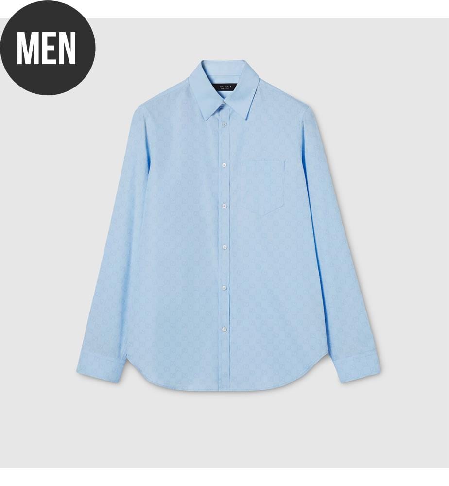 Camicia in popeline di cotone - Azzurro