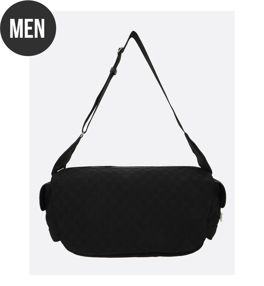 Grand sac transversal en toile – Noir