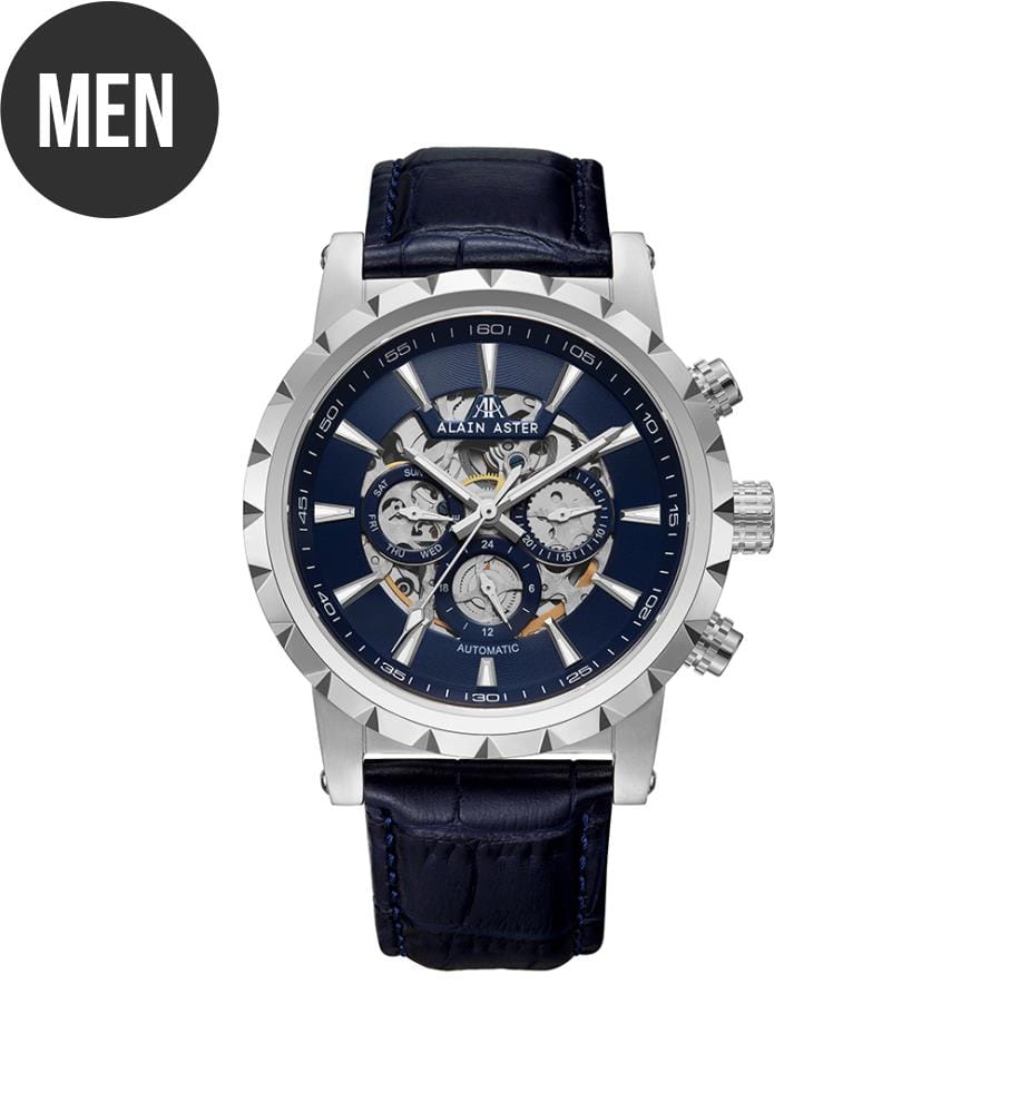 Montre automatique Cosmic en cuir - Bleu