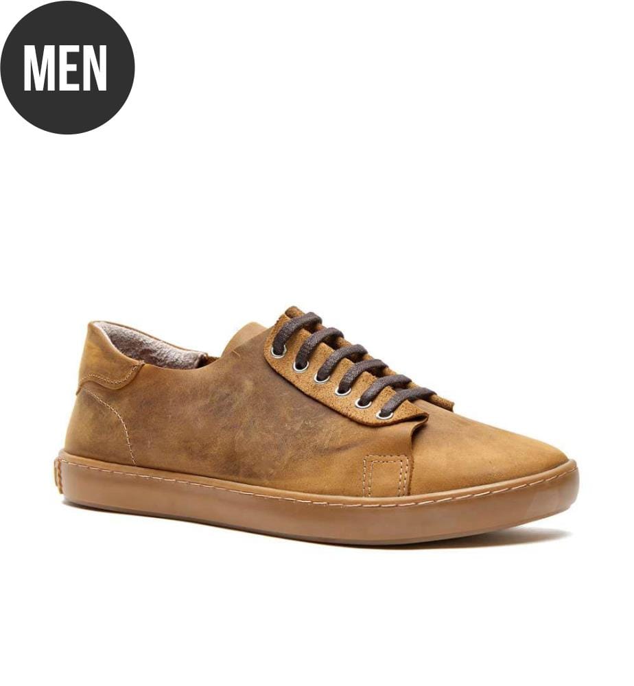 Sneakers aus Leder mit anatomisch geformtem Korkfussbett - Tan-Crazy