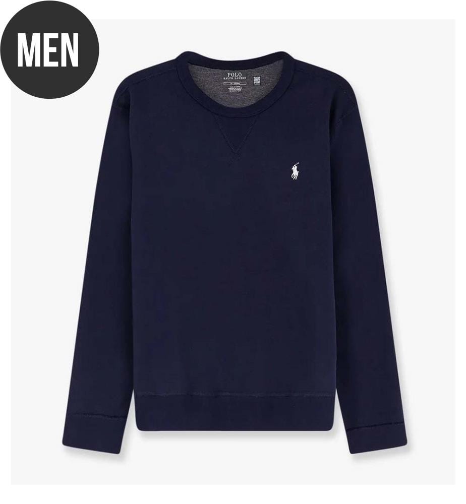 Sweatshirt aus Baumwollmischgewebe mit gesticktem Logo auf der Vorderseite - Aviator Navy