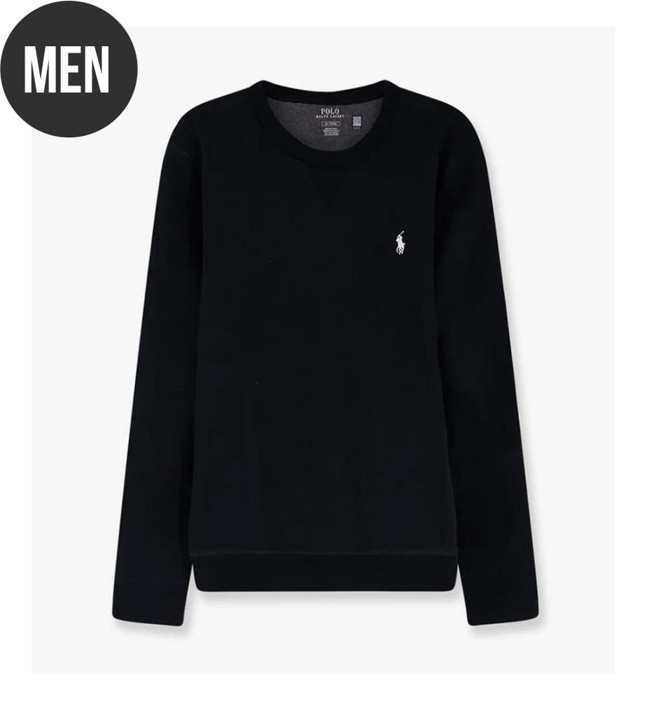 Sweatshirt aus Baumwollmischgewebe mit gesticktem Logo auf der Vorderseite - Schwarz