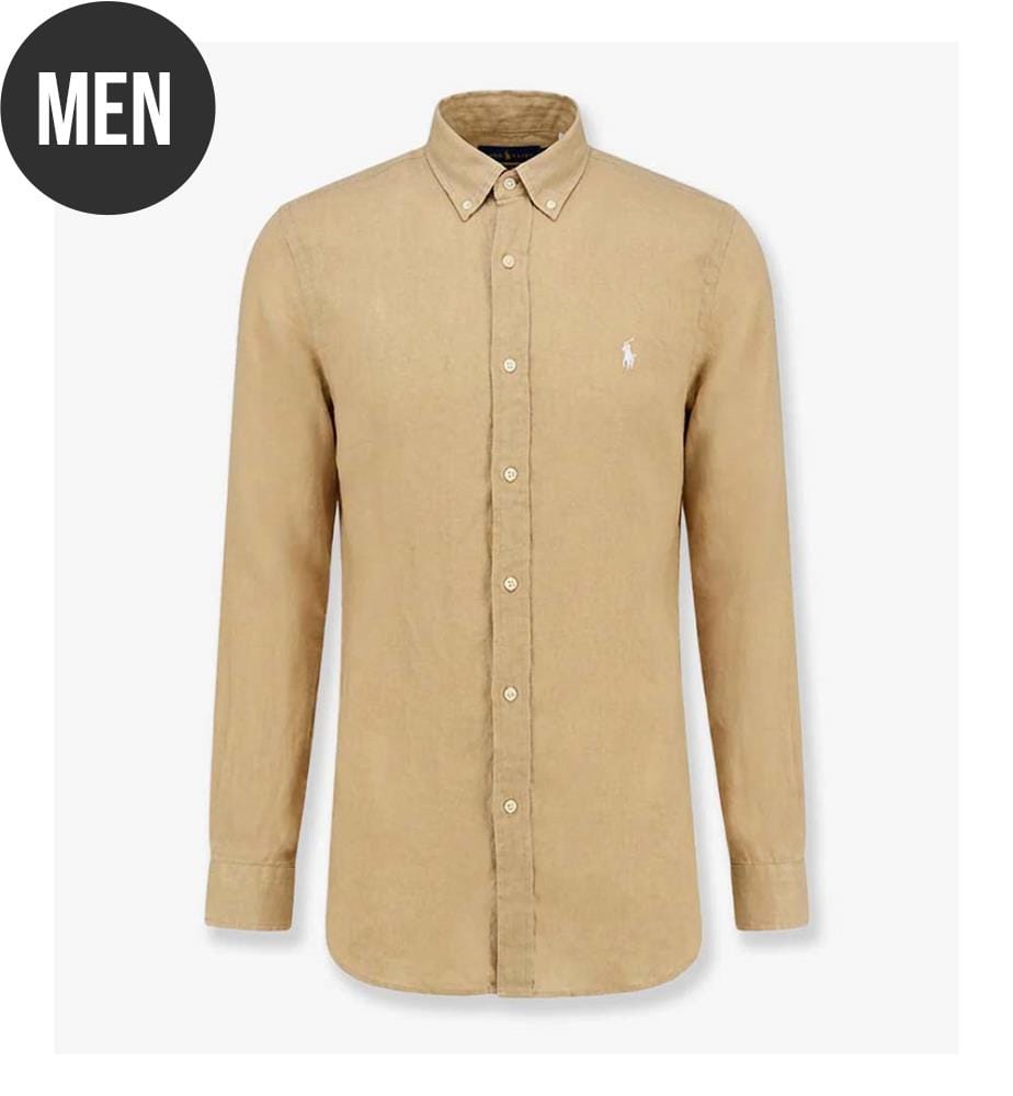 Chemise en lin avec broderie du logo - Cafe Tan