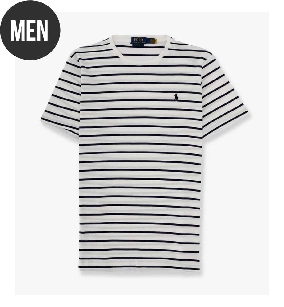 Baumwoll-T-Shirt mit gestreiftem Muster - Weiss
