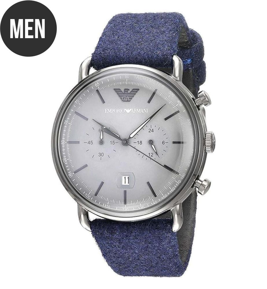 Montre à Quartz Argenté et Bleu AR11144 - 43 mm