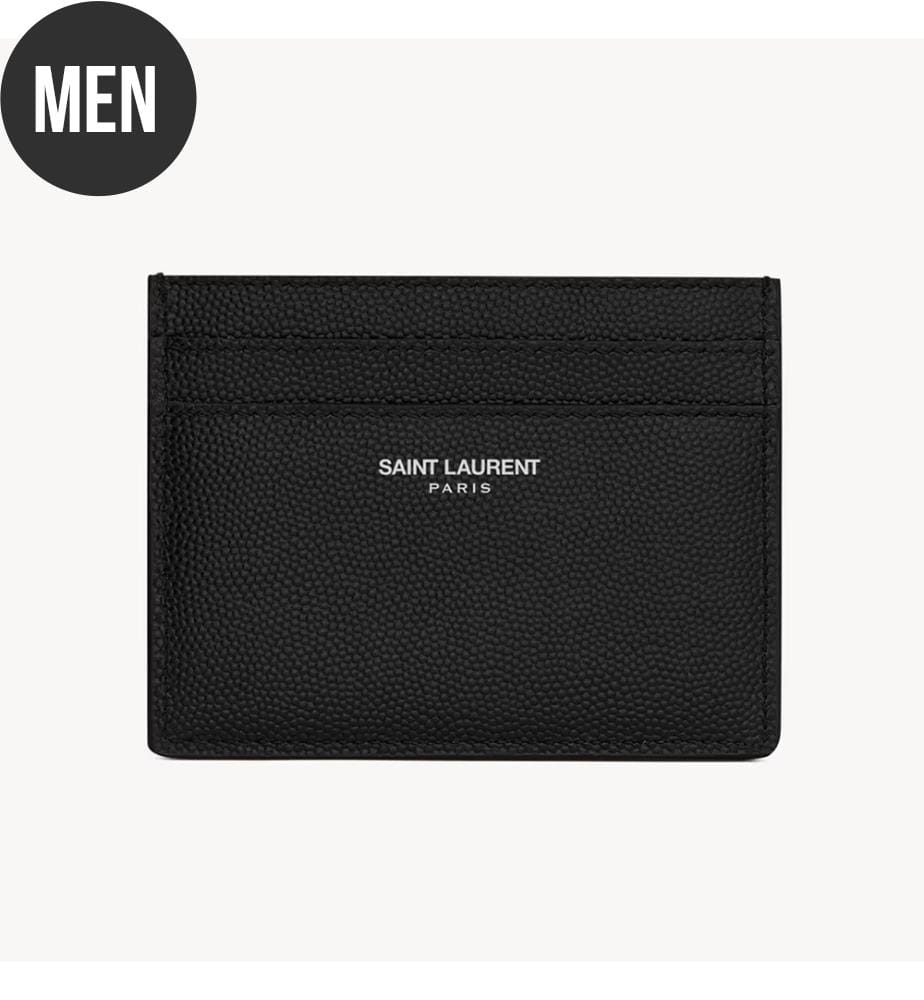 Saint Laurent Kartenetui aus genarbtem Leder - Schwarz