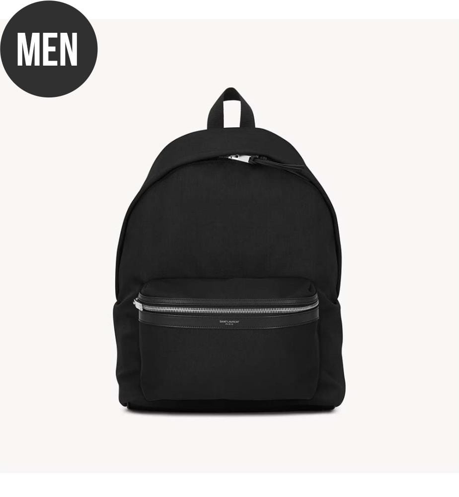 City-Rucksack aus Canvas, Nylon und Leder - Schwarz