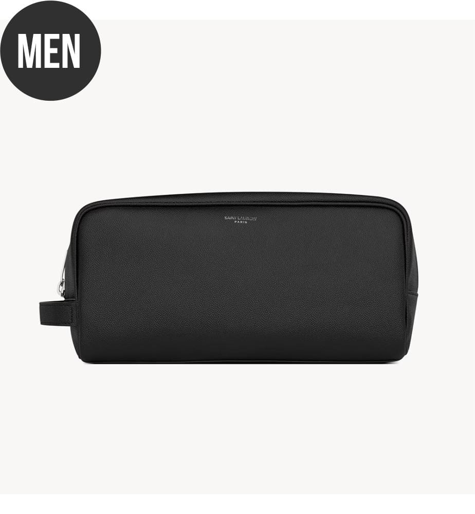 Saint Laurent Kosmetiktasche aus genarbtem Leder - Schwarz