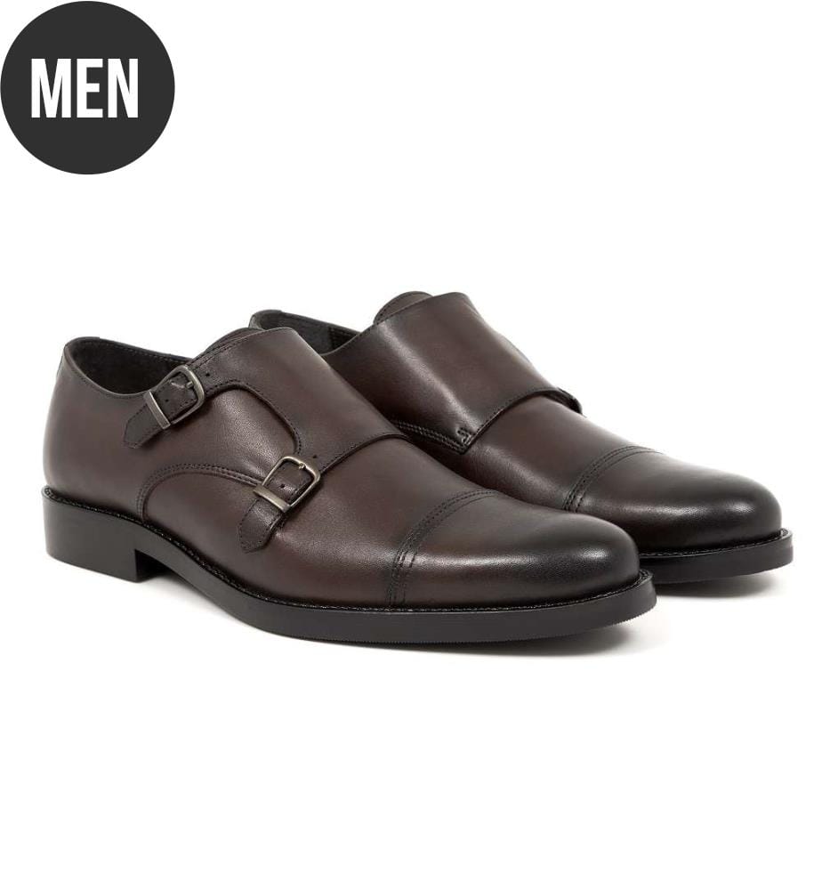 Leder-Monkstrap - Hellbraun