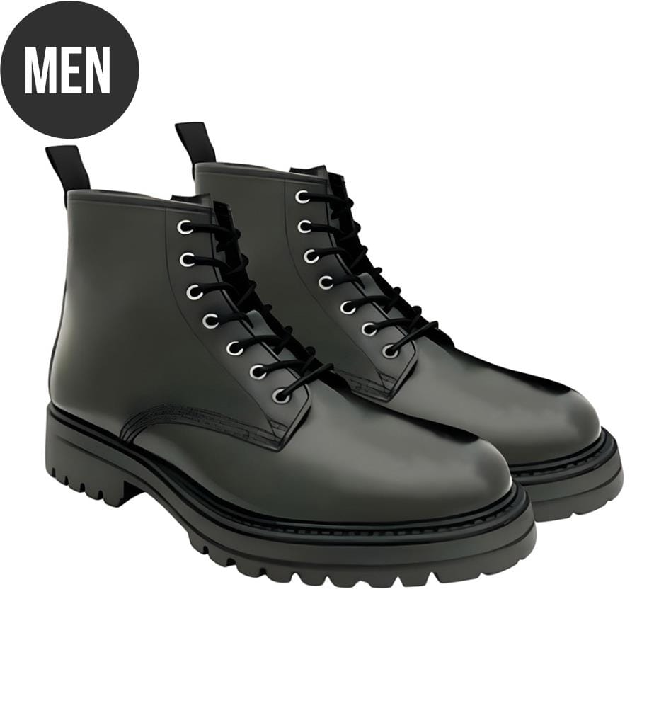 Schwarzer Lederstiefel