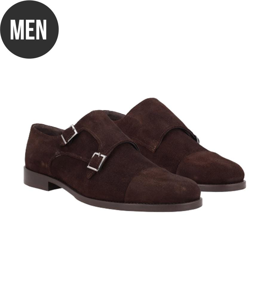 Chaussures monkstrap en cuir - Marron