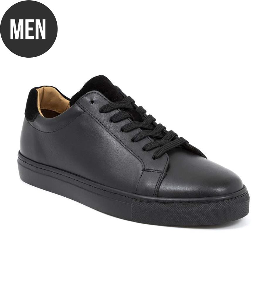 Leder-Sneakers - Schwarz