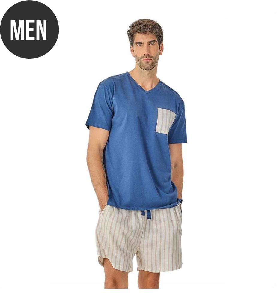 Summer Pyjamas - Blue and Beige