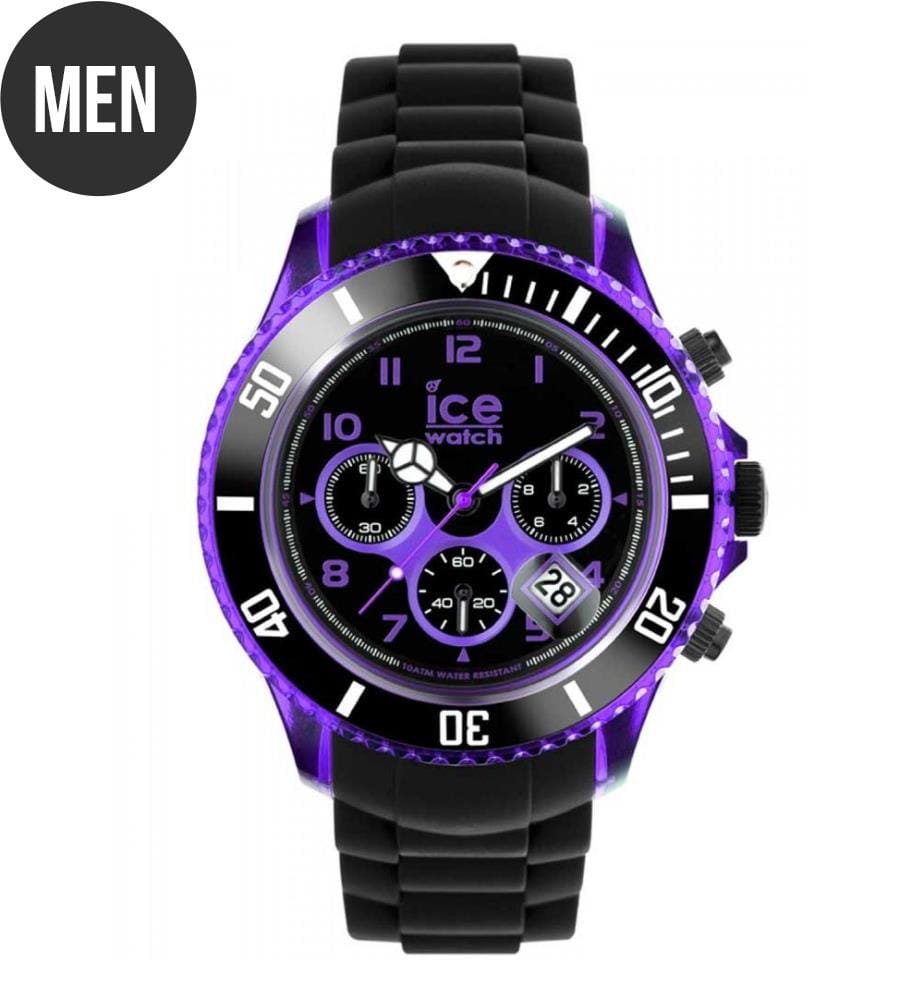 Montre à quartz en caoutchouc noir - 45 mm