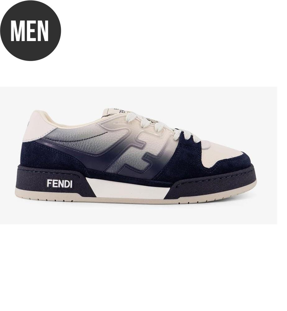 Baskets en cuir avec empiècements en daim - Bleu et Blanc