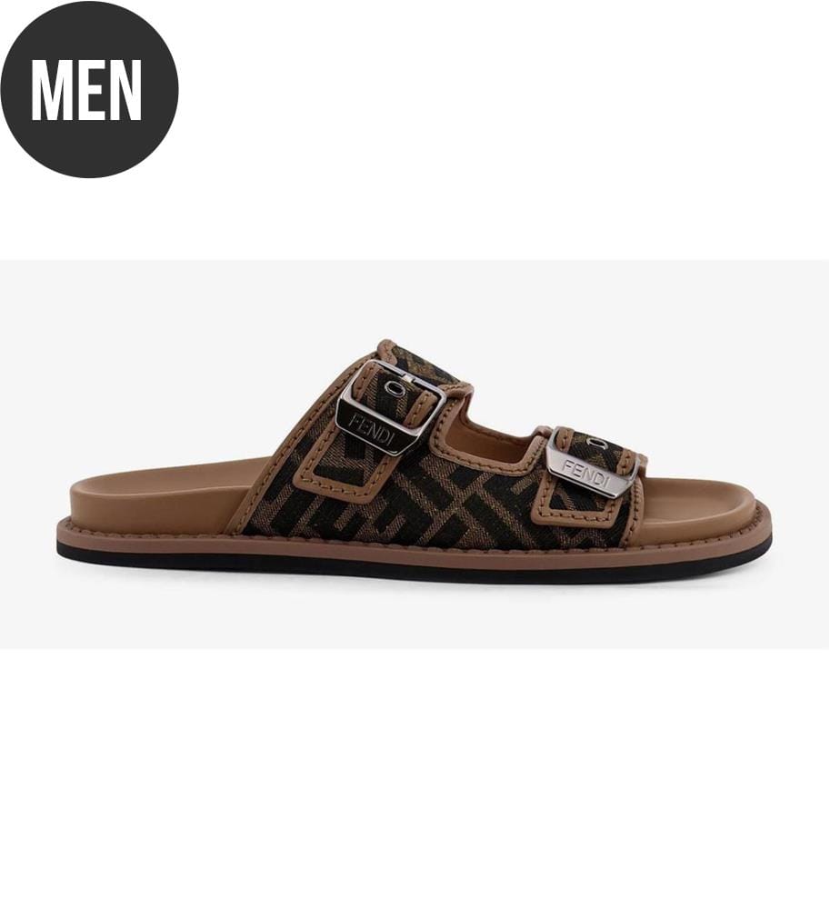 Mules « Feel » en tissu jacquard FF - Noir et Marron