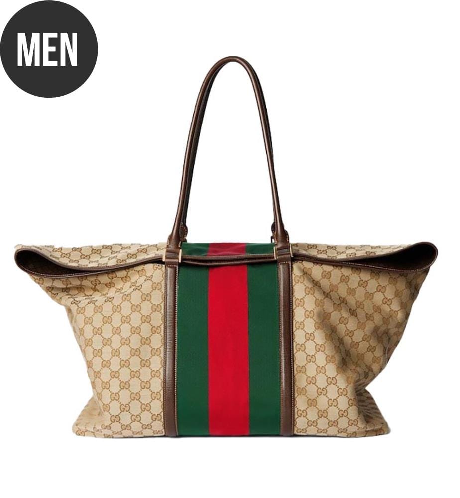 Sac de voyage  avec bande Web - Beige et marron foncé