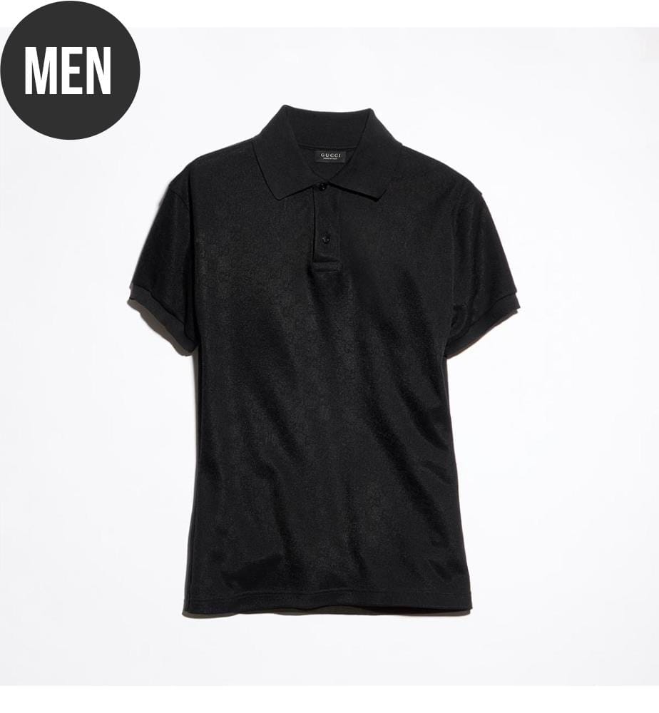 Polo en jersey technique jacquard  - Noir