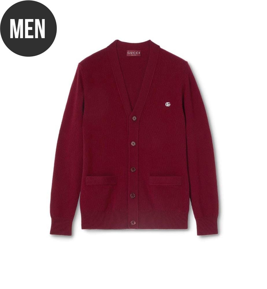 Cardigan en laine et cachemire avec broderie - Mélange de vin rouge