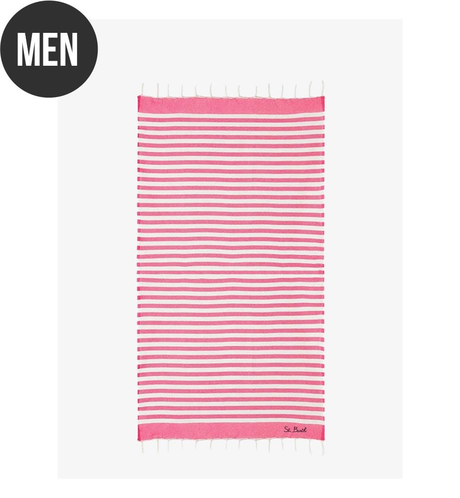 Striped cotton beach towel - Pink