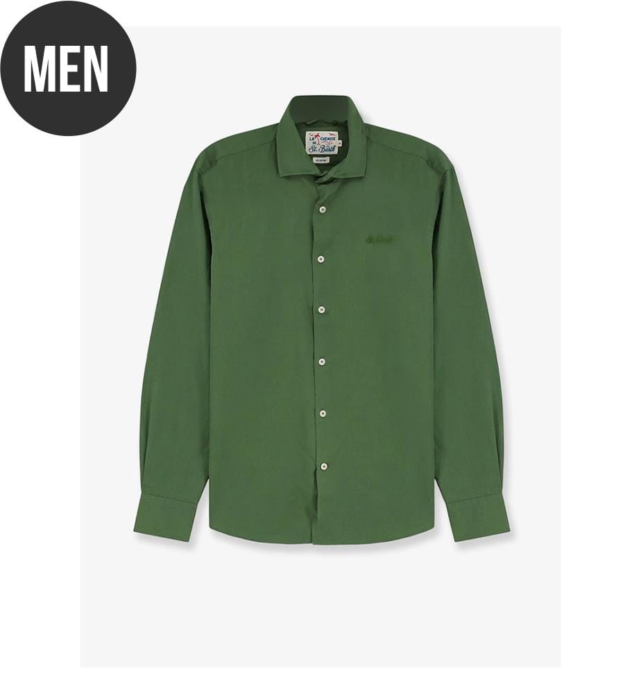 Chemise en coton Ice avec logo brodé sur le devant - Militaire