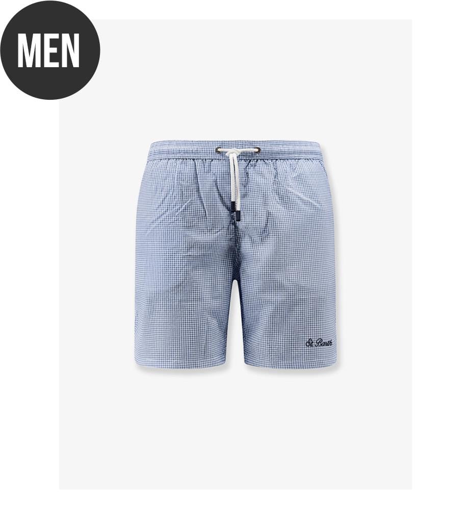 Nylon swim shorts with micro pattern - Blue