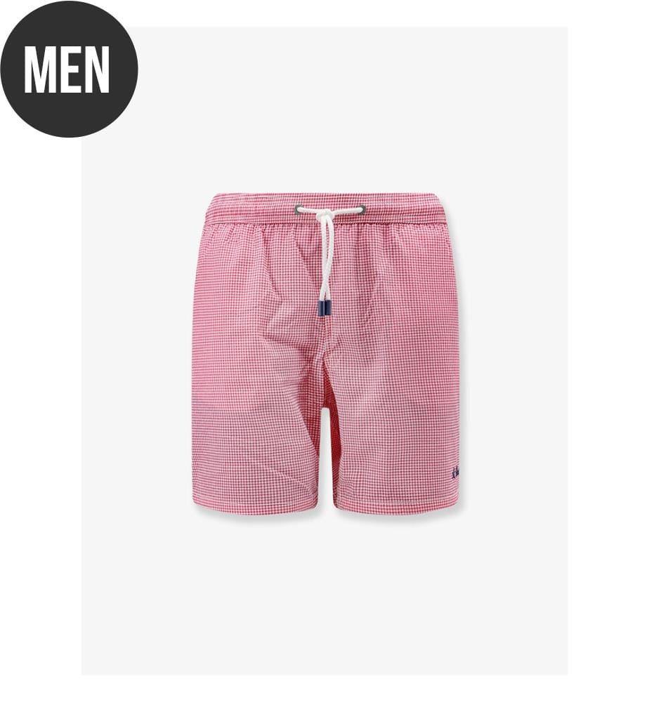 Patmos Nylon-Badehose mit Vichy-Muster - Pink