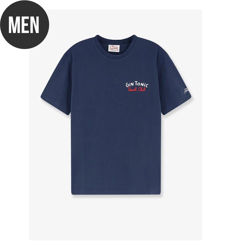 T-shirt en coton Portland avec broderie sur le devant - Bleu