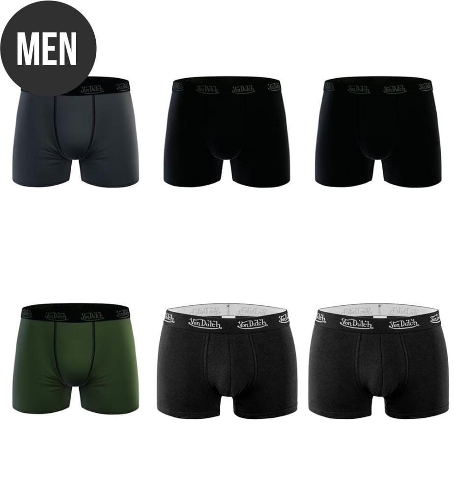 Lot de 6 Boxer - Noir/Blanc/Gris/Kaki