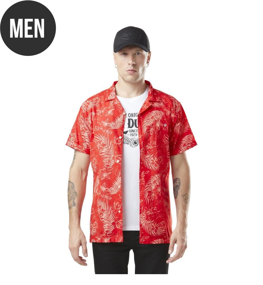 Hemd mit Blumenmuster - Rot und Weiss