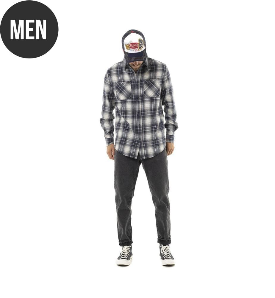 Camicia a quadri - Ecrù, blu e grigio scuro
