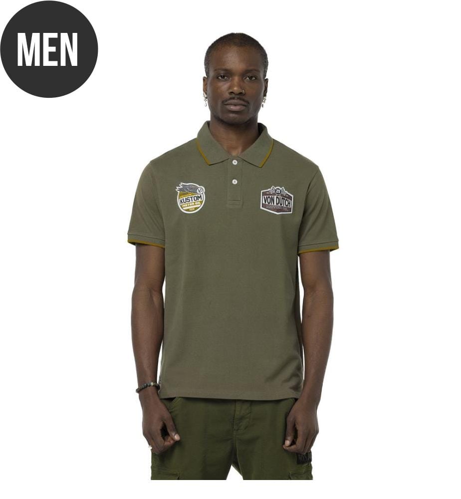 Polohemd - Khaki, Schwarz und Weiss