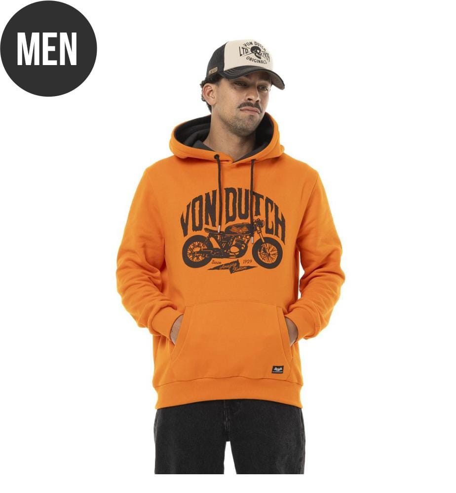 Hoodie en molleton avec print devant - Orange & Noir